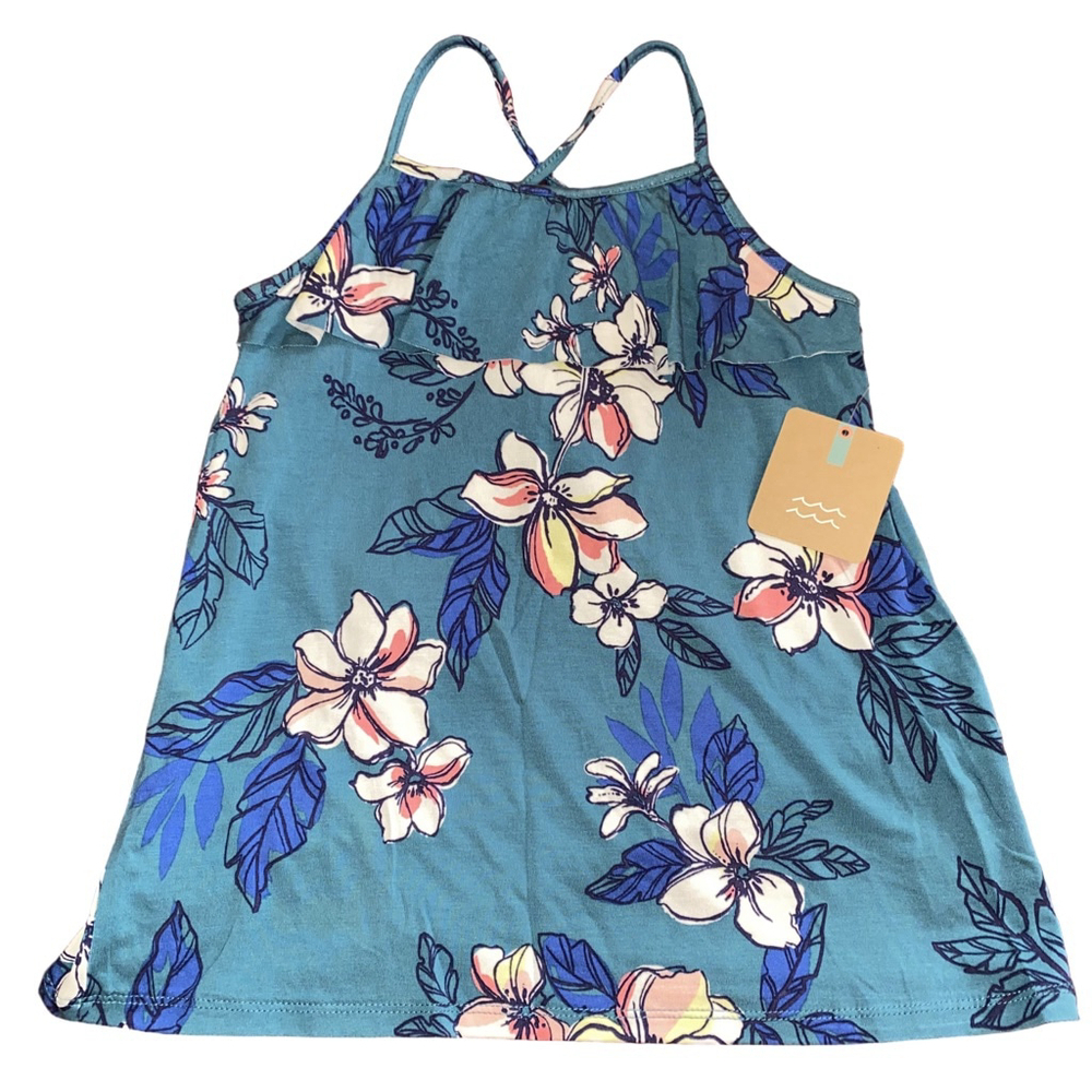 ixby Nomad Teal Floral Criss Cross Tank Top Size M NWT